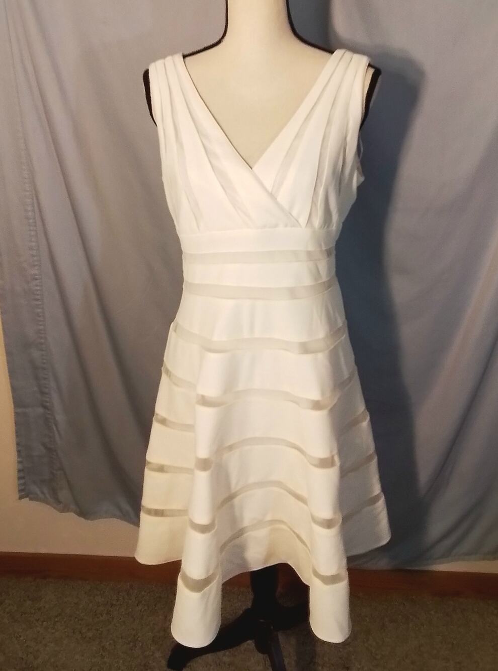 Davids Bridal, Cream illusion tired dress